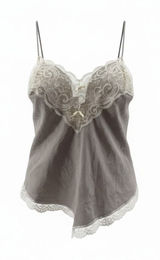 Vintage Pollinaise Silver Grey Cream Lace Camisole Nylon Womens 34 Photo 0