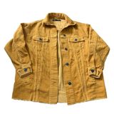 Zara Corduroy Shacket Women XS Mustard Yellow Frayed‎ Hem Boho Utility Core Photo 0
