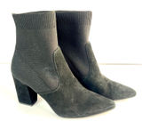 Steve Madden Richter Black Suede Sock Ankle Boots Block Heel Pointed Women‎ Sz 8 Photo 0