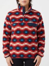 Patagonia Synchilla Snap T Fleece Womens L FA15 25455 Red Geometric Pullover Photo 0