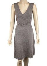 Toad‎ & Co Dress Size Medium Sleeveless Wrap Dress Brown & Blue Stretch Photo 0