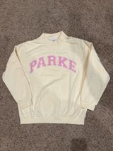 Parke varsity mockneck sweatshirt summer land yellow and pink L/XL Photo 0