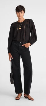 NEW Madewell The Darted Barrel-Leg Jean in Washed Black Women’s Jeans Size 27 Photo 0
