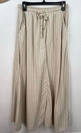 Max Studio London Maxi Skirt Size M Beige Pin Striped Elastic Waist with Pockets Photo 0