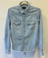 Joe's Jeans Women's Western Denim Shirt Light Wash Frayed Hem Snap Front Small Photo 0