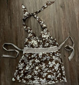 Y2K VTG Lots of Love by Speechless Brown Floral Halter Top M Photo 0