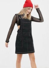 The Ragged Priest Black Denim Dungaree Overall Dress Photo 0