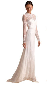 Lulus Laveau White Lace Bustier Backless Mermaid Maxi Dress Wedding Bridal Small Photo 0
