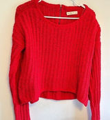 Abercrombie & Fitch SZ L Womens Bright Red Open Weave Photo 0