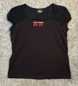 Harley Davidson Woman’s Fitted Black Fishnet Shirt Size Large‎ Photo 0