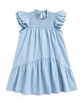 A.P.C. blue cotton dress with ruffled sleeves and tiered skirt #apc #cotton Photo 0