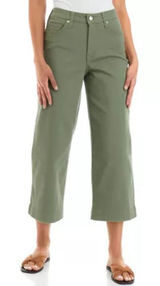 Crown & Ivy Womens Crop Jeans Sz 4R‎ 4 Wide Leg Army Olive Green Denim NEW Photo 0