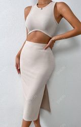 Two Piece Crop Top Maxi Skirt Set Photo 0