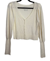 Abercrombie & Fitch Cream Knit Mutton Sleeve Cropped Cardigan Sweater Size XS Photo 0