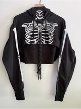 Dolls Kill Trickz N' Treatz Flesh N' Bones Reflective Skeleton Hoodie w Chains S Photo 0
