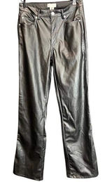 H&M Faux‎ Leather Pants Size 8 Black Straight Leg Casual Career Photo 0