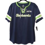Womens‎ 2XL Seattle Seahawks Wilson #3 Fanatics Jersey Lace-Up T-Shirt Photo 0