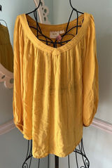 Anthropologie 4 Maeve Mustard Yellow Flowy Long Sleeve Top Sz 4‎ Photo 0
