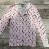 Victoria's Secret White and Pink Floral Long Sleeve Henley Long Pajama Top Photo 0