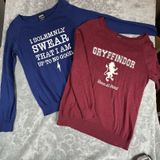 2 Womens Harry Potter Gryffindor Long Sleeve Sweater Small Brave At Heart M Blue Photo 0