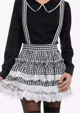 Hot Topic Thorn & Fable Black & White Gingham Lace Tiered Skirtall Photo 0