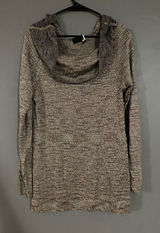 White House Black Market Metallic Off Shoulder Cowl Neck Sweater Size L Photo 0