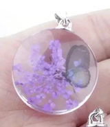Handmade Purple flower and butterfly necklace‎ Photo 0