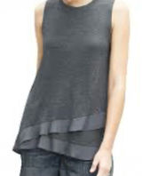Banana Republic Grey Sleeveless Flounce-Hem Tank Top Size X-Small Photo 0