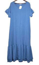 Beeson River Maxi Dress NWT Women's Large Lagenlook Ruffle‎ Drop Waist Blue Photo 0
