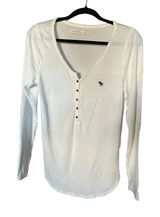 Abercrombie & Fitch White V-Neck Long Sleeve Slim Fit. Photo 0