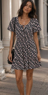 Anthropologie Somerset Mini Dress in Blue Geometric Short Size S Photo 0