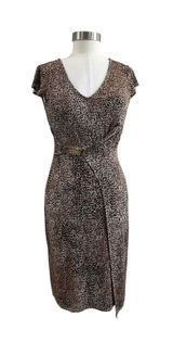 White House | Black Market Cheetah Print Faux Wrap Dress Chain Detail Animal Print XS NWT Chic Photo 0