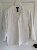 Vintage Lauren Ralph Lauren White Cable Knit Cardigan Sweater Large Photo 0