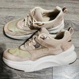 UGG LA Hills Women Beige Pink Suede Mesh Platform‎ Sneakers Size 6 Metallic Photo 0