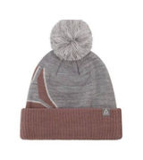 Reebok Women’s Gray Logo Intarsia Pom Pom Beanie Fleece Lined NWT Photo 0