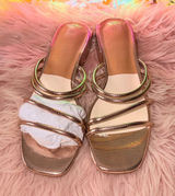 Women’s Rose Gold Strappy Slide Mules Photo 0