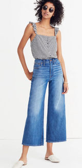 Madewell Wide-Leg High-Waist Crop Jeans in Finney Wash W2550 Sz 28 Photo 0