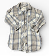 NWT Aerie Plaid Shacket Jacket Cream Blue Gray‎ Large Oversized Cozy Heavyweight Photo 0