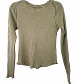 Free People FP We The Free Easy Does It Waffle Knit Lettuce Trim Thermal Top Photo 0