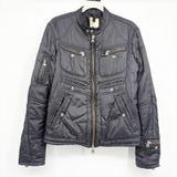 Diesel Womens Black Vintage Y2K Quilted Moto Utility Bomber Jacket Size L Photo 0