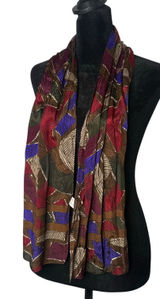 VTG Made‎ in Japan 100% Silk Scarf Ethnic Print Liz Claiborne Earthy BOHO 53" Photo 0