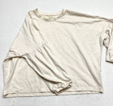 Madewell Puff Sleeve Tee Womens Size M Cream Ivory Cotton Blend Relaxed‎ Top Photo 0