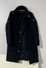 Ralph Lauren Navy Quilted Puffer Coat with Gold RL Logo Button, Size S Photo 0