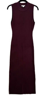 Bar III Ribbed Knit Dress Womens Large Burgundy Open Back Bodycon Midi Maxi Fall Photo 0