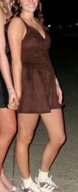 Espresso Brown Faux Suede Sleeveless Homecoming Mini Dress Photo 0