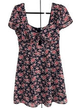Altar'd State Floral Mini Dress Sweetheart Keyhole Cottagecore‎ Navy Pink Small Photo 0