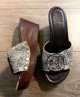 Tory Burch Snake Print Open Toe Wedge Sandal 6M Photo 0