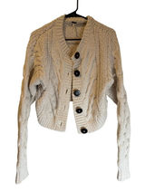 Free People Womens Chunky Cable Knit Cropped Cardigan Sweater Cream Ivory XS Photo 0