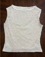 Madden NYC Lace Tank Top Womens Small White Sleeveless Boat Neck Cropped Floral Photo 0