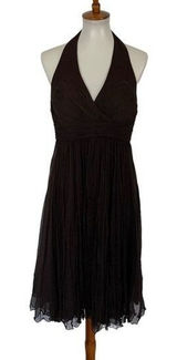 Demi Lune 10‎ Brown 100 Percent Silk Dress Sleeveless NWT Formal Luxe Resort Photo 0